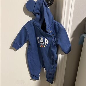 GAP Blue Hooded Baby Onesie Disney